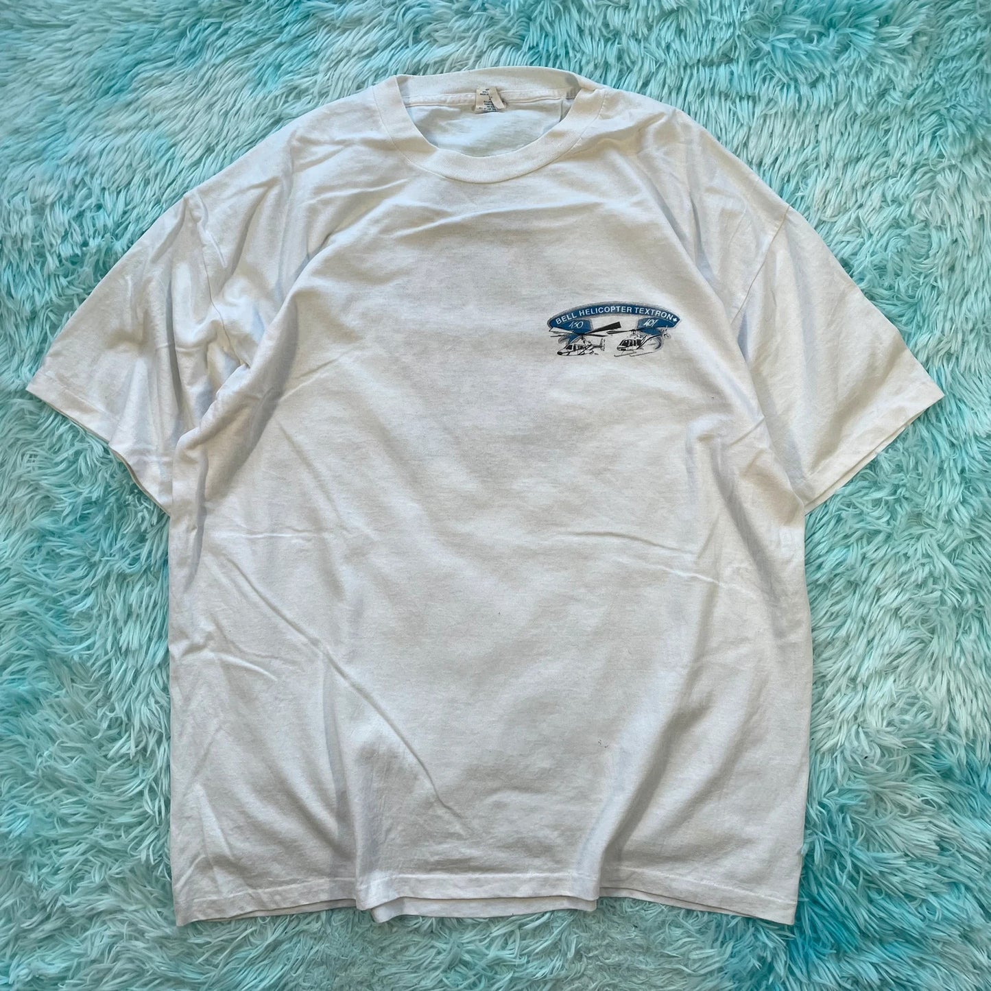 Vintage 90s White Helicopter Graphic T Shirt - XL