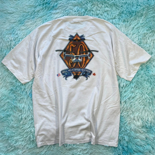 Vintage 90s White Helicopter Graphic T Shirt - XL