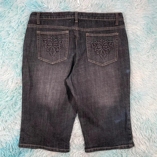 Vintage 00s Y2K Black Jean Shorts Jorts - Size 16