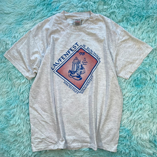 Vintage 90s Grey Lavfenfest Race Graphic T Shirt - XL