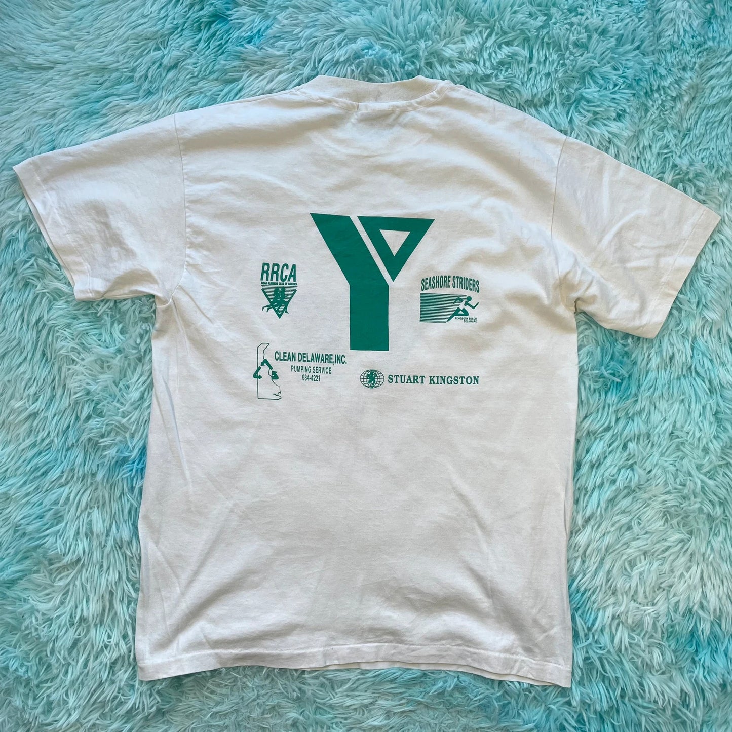 Vintage 90s White YMCA 5k Race Graphic T Shirt - Large