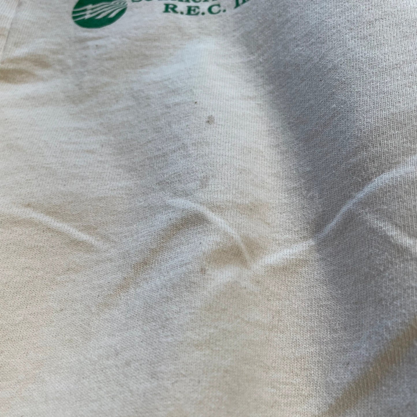 Vintage 90s Beige Henley T Shirt Company graphic - Large