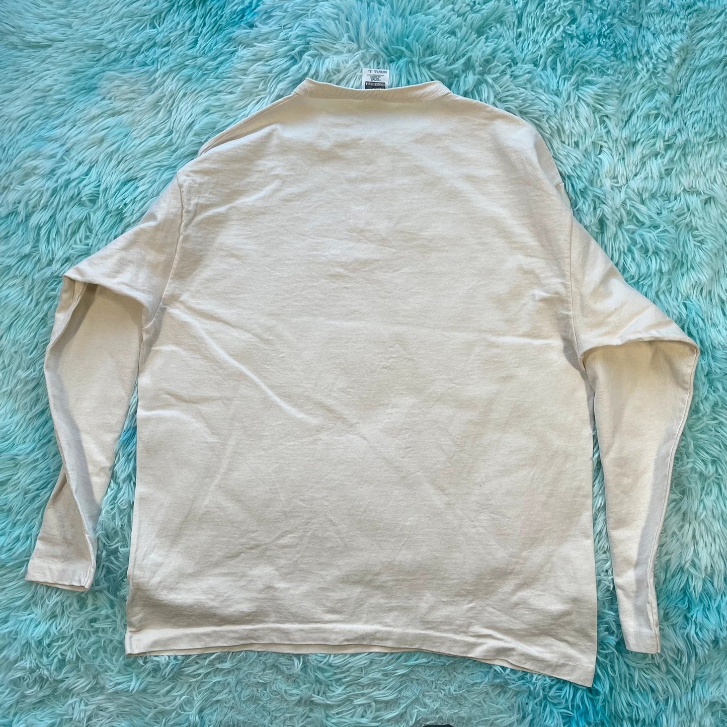 Vintage 90s Beige Henley T Shirt Company graphic - Large