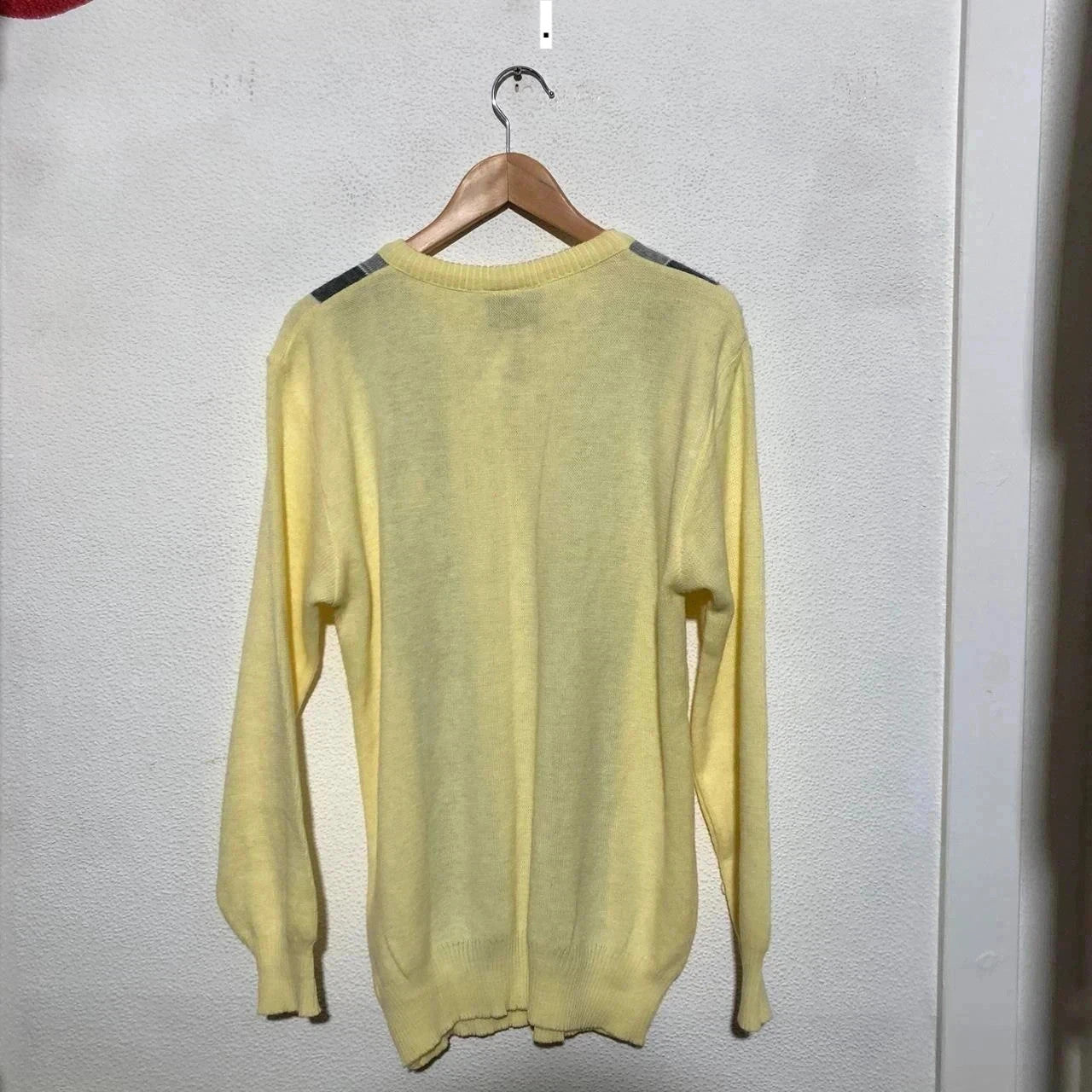Vintage 80s Yellow Striped Grunge Patterned Knitted Jumper - Large