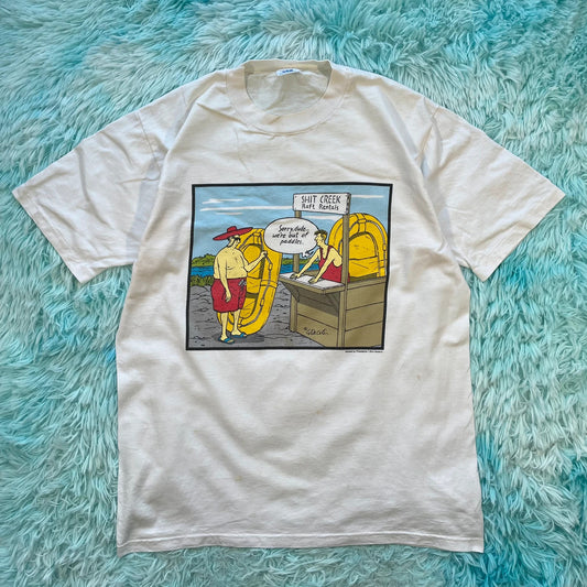 Vintage 90s White Comedy Graphic T Shirt - L
