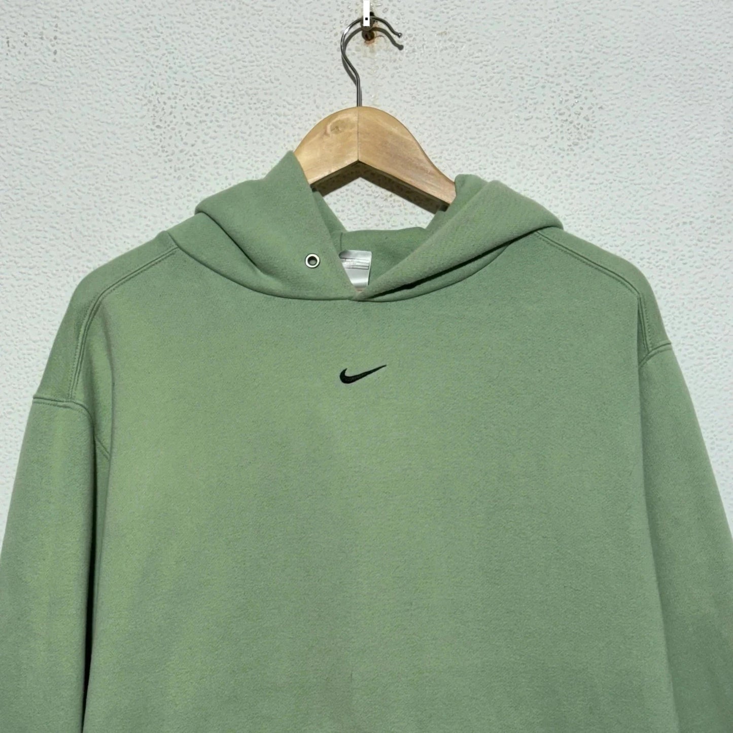 Vintage 90s Mint Green Nike Centre Swoosh Hoodie - Large