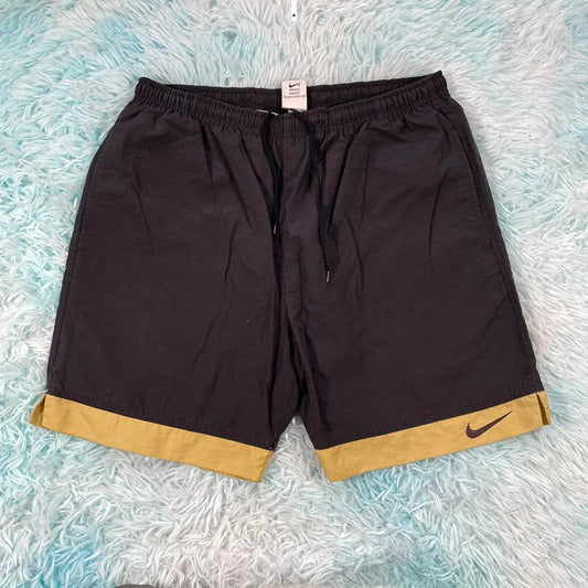Vintage 90s Black & Yellow Nike Swim Shorts - Medium