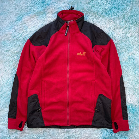 Vintage Red Jack Wolfskin Fleece Jacket - Large