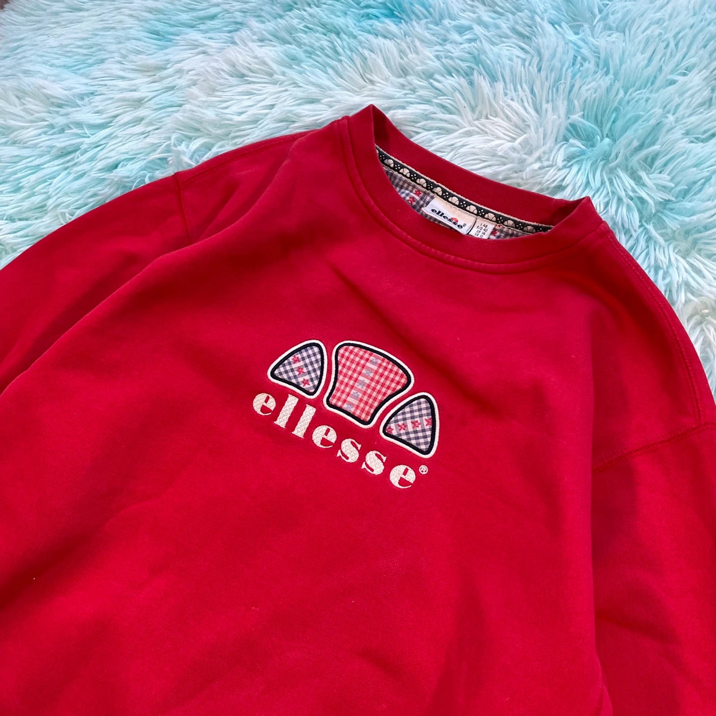 Vintage 90s Red Ellesse Sweatshirt Spellout - Size 14