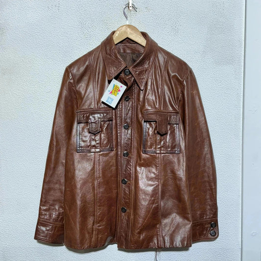 Vintage 90s Brown Leather Jacket - Large