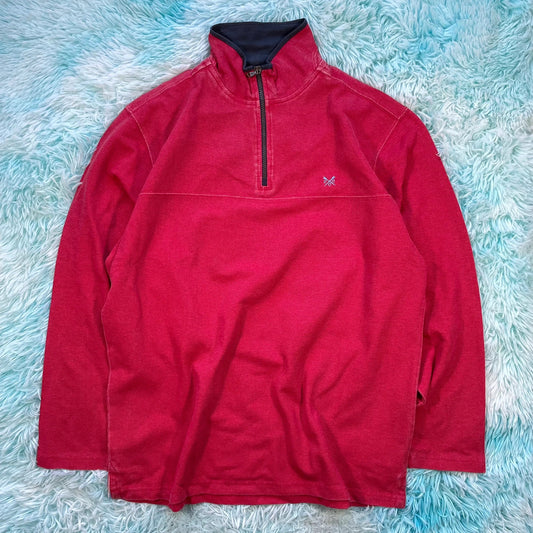 Red Crew 1/4 Zip Sweatshirt - Medium