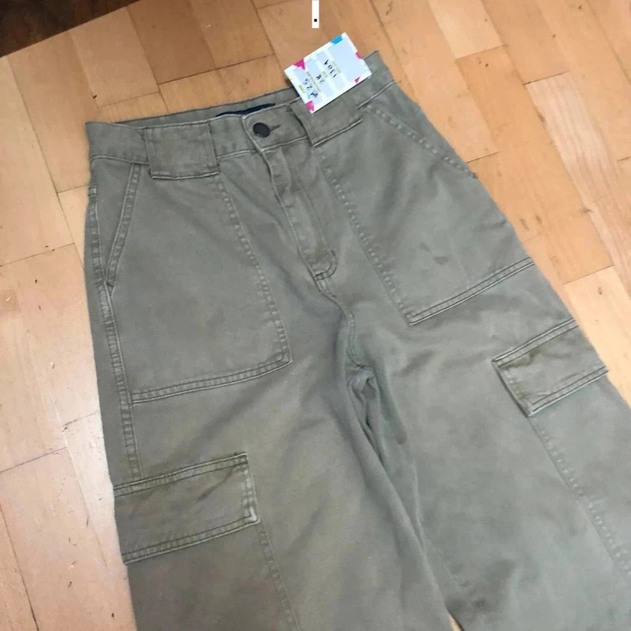 Vintage 00s Beige Flared Skate Cargo Trousers - 28W 30L