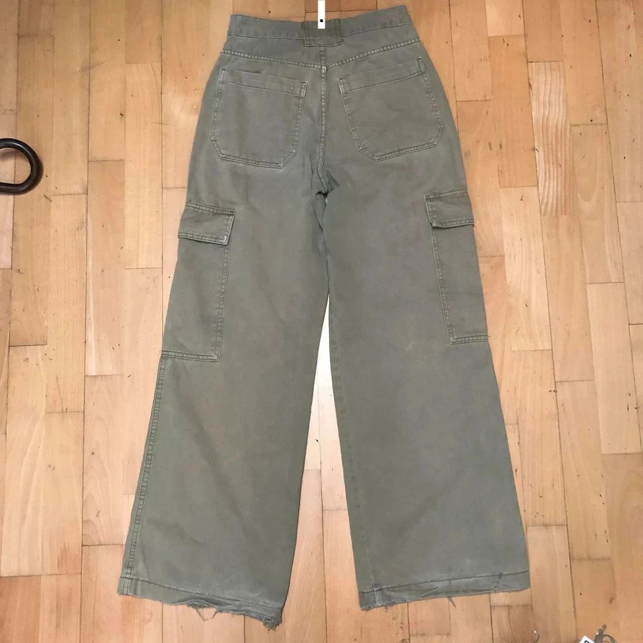 Vintage 00s Beige Flared Skate Cargo Trousers - 28W 30L