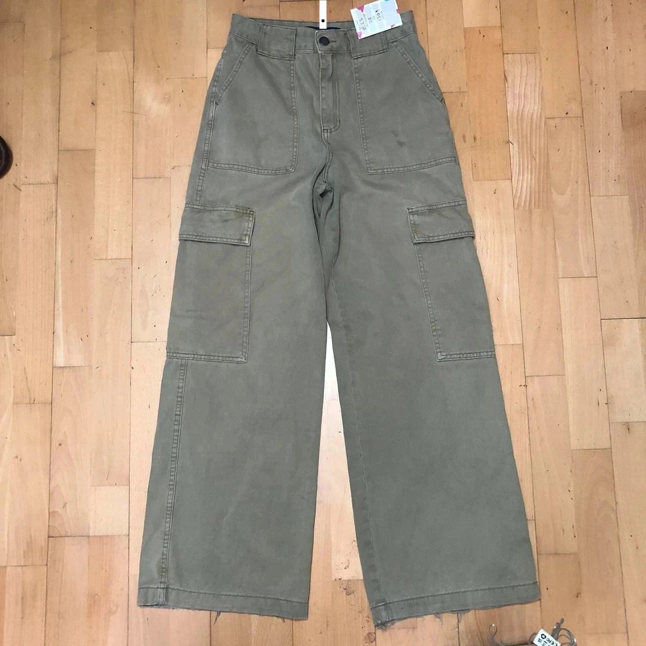 Vintage 00s Beige Flared Skate Cargo Trousers - 28W 30L