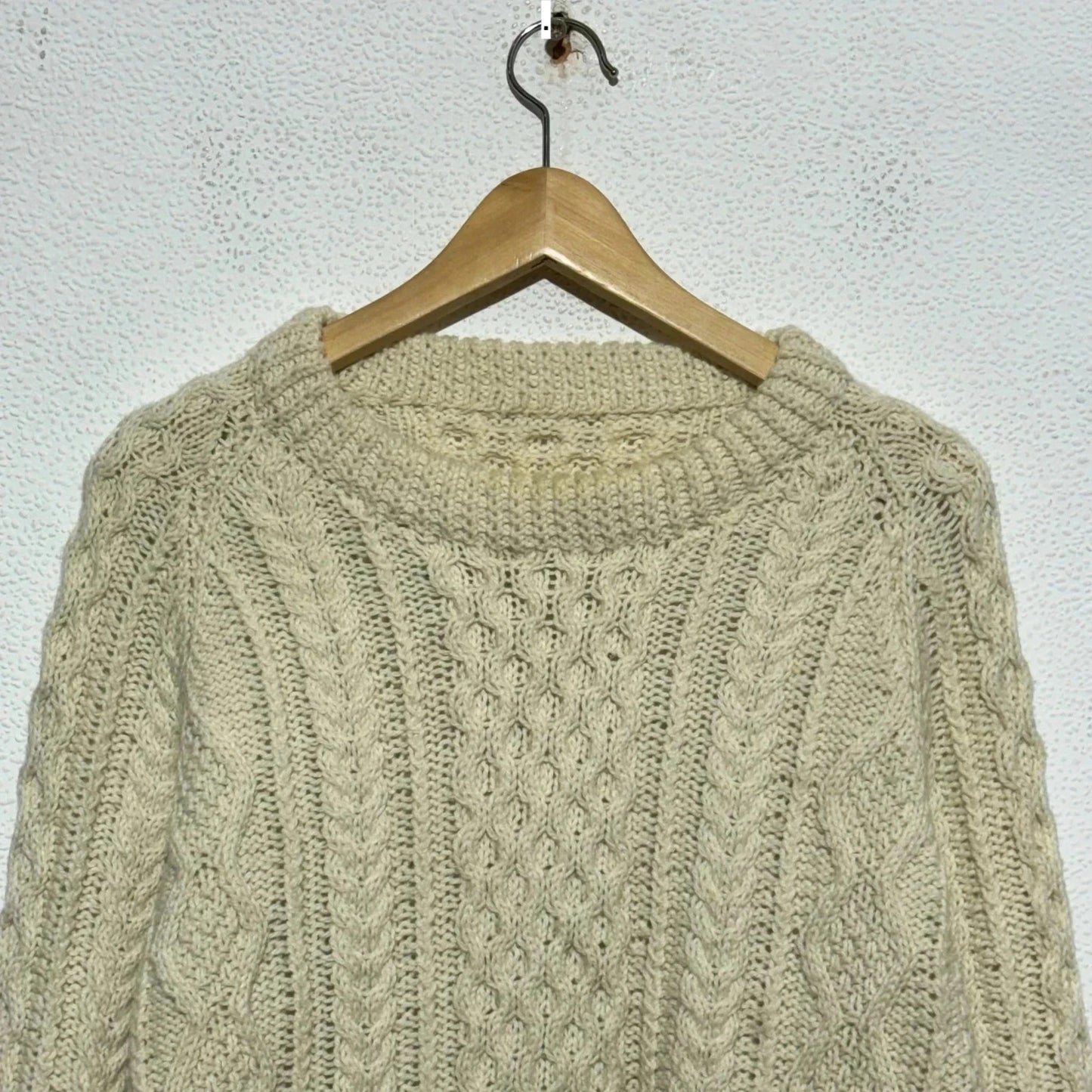 Vintage Cream Arran Knit Jumper Cable - Large