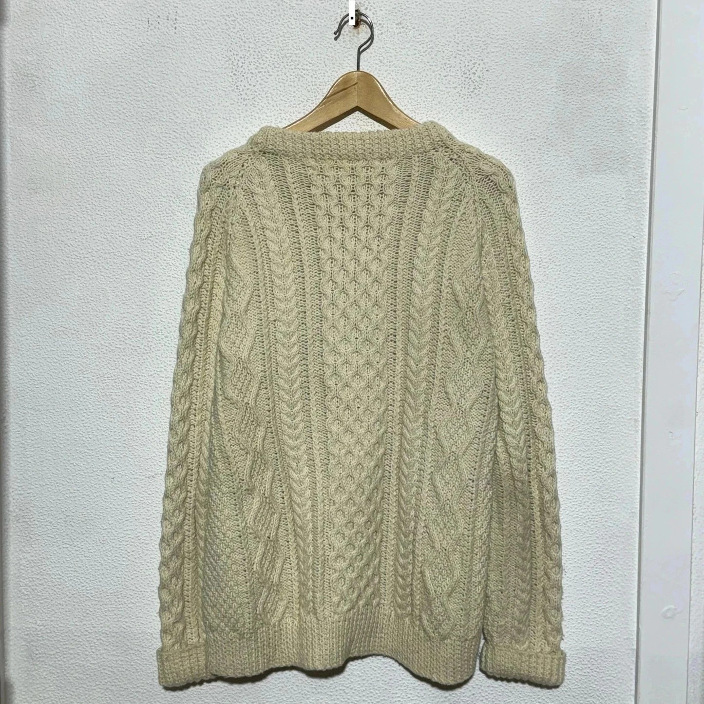 Vintage Cream Arran Knit Jumper Cable - Large
