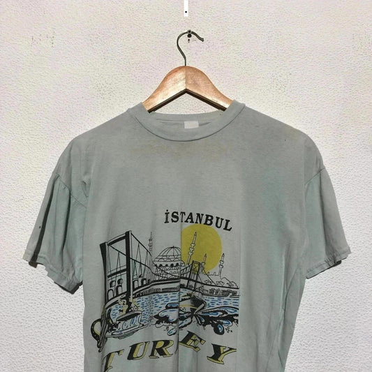 Vintage 80s Mint Green Istanbul Turkey Tourist T Shirt - XS