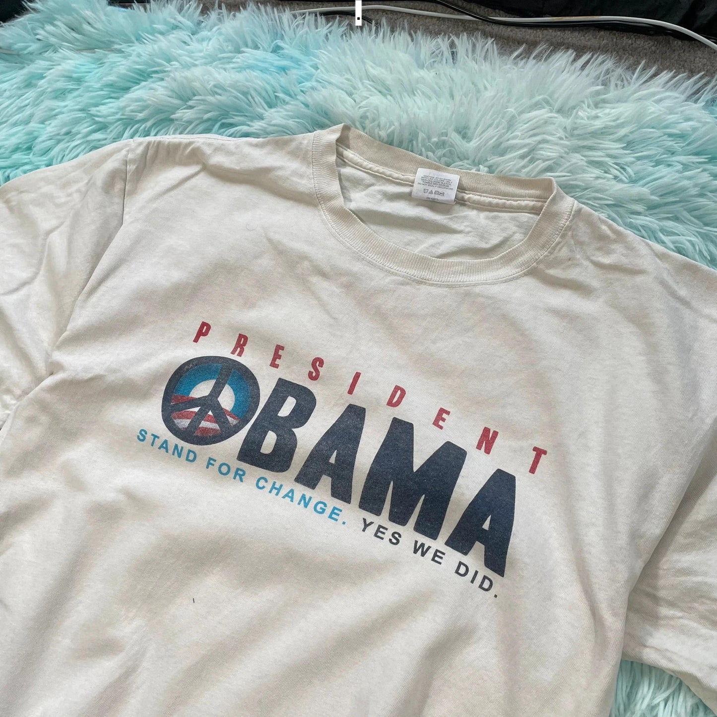 Vintage White Barack Obama Graphic T Shirt - Large
