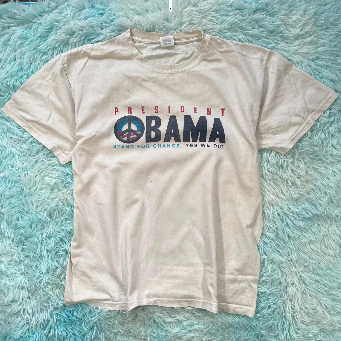 Vintage White Barack Obama Graphic T Shirt - Large
