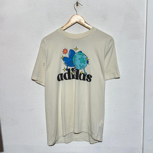 Cream adidas Graphic T Shirt Logo - medium