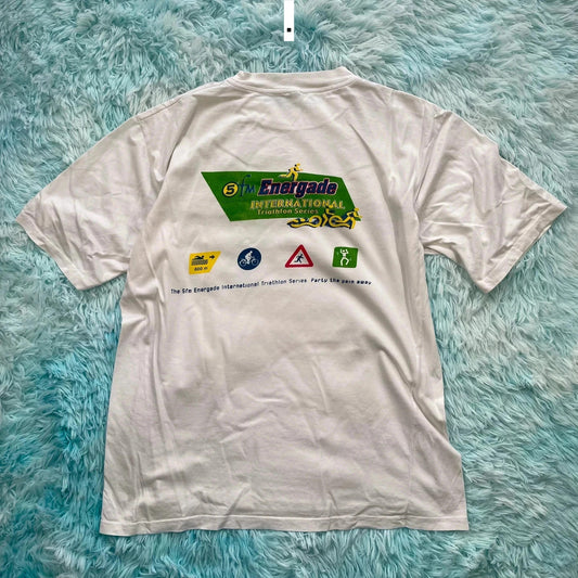Vintage 1998 White Triathlon Graphic T Shirt - XL
