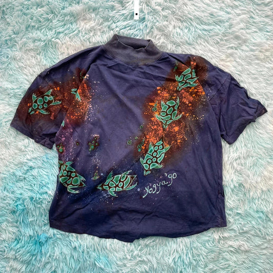 Vintage 80s Funky Turtle Graphic T Shirt - Small