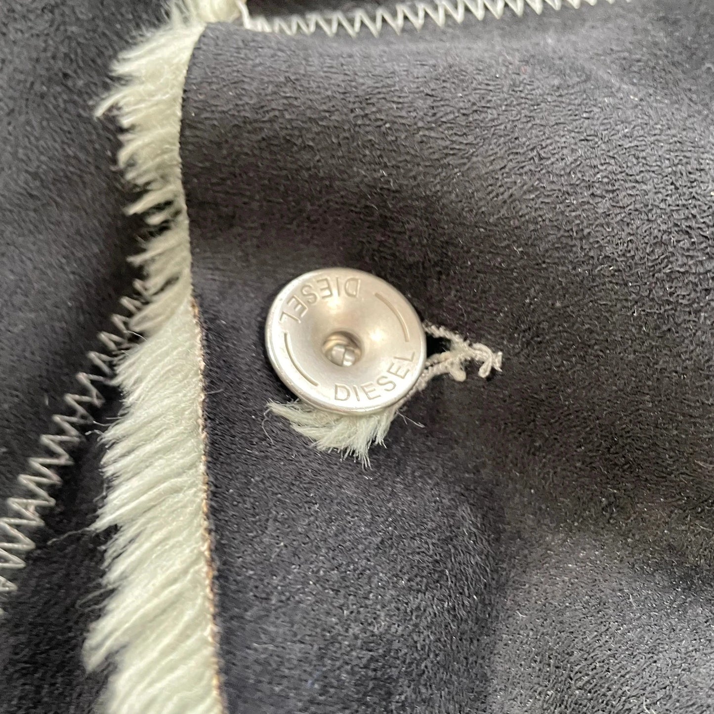 Vintage Black Diesel Faux Suede Fur Jacket - Large
