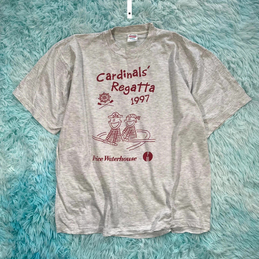 Vintage 90s Grey Graphic T Shirt 1997 Cardinals Regatta - Large