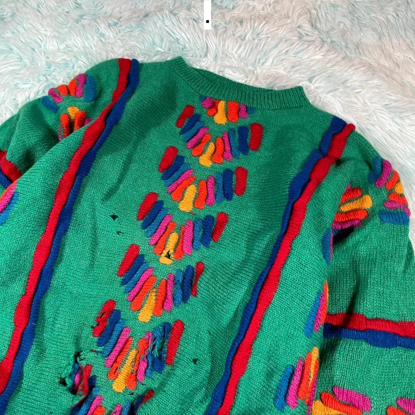Vintage 90s Green Patterned Tulchan Knitted Jumper - Large