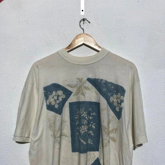Vintage White Autumnal Graphic Print T Shirt - Large
