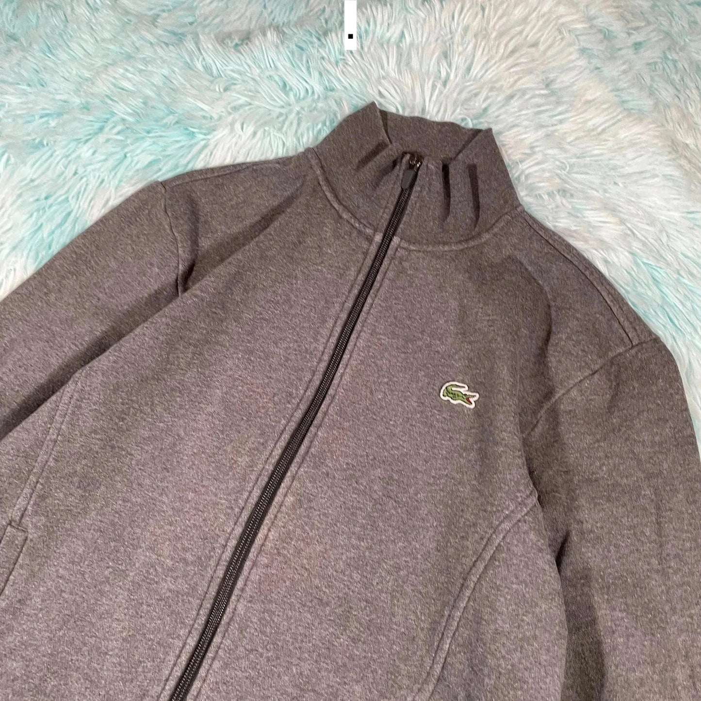 Grey Lacoste Full Zip Sweatshirt - Medium