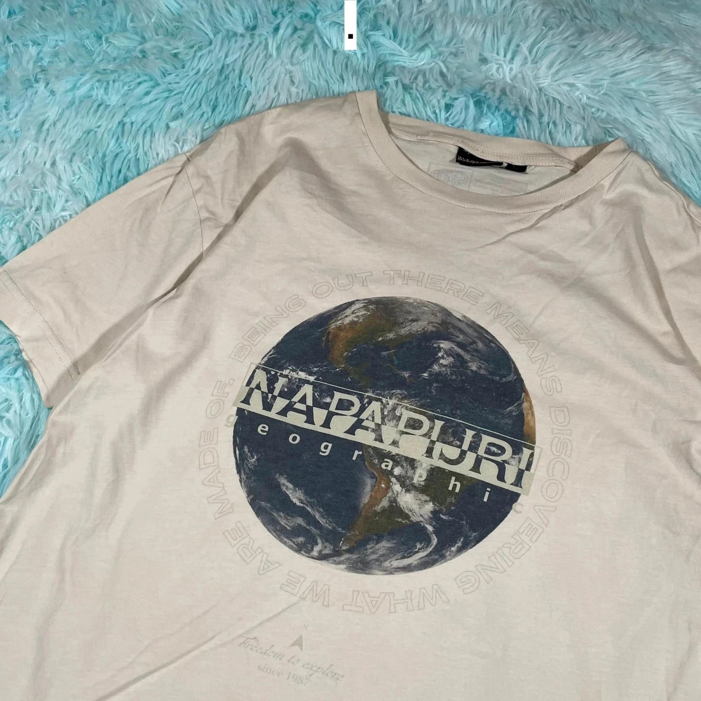 Beige Napapijri Graphic T Shirt - Medium