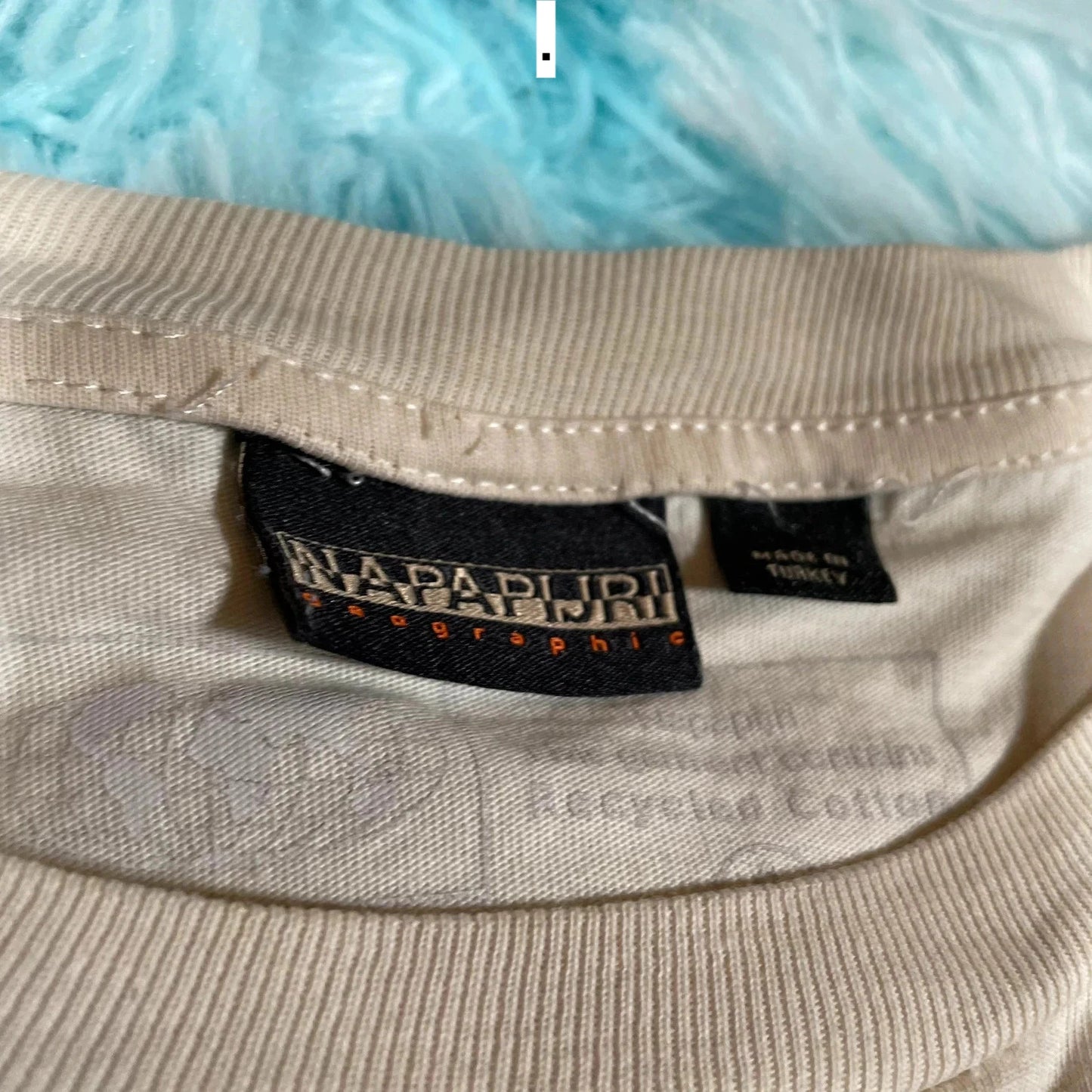 Beige Napapijri Graphic T Shirt - Medium