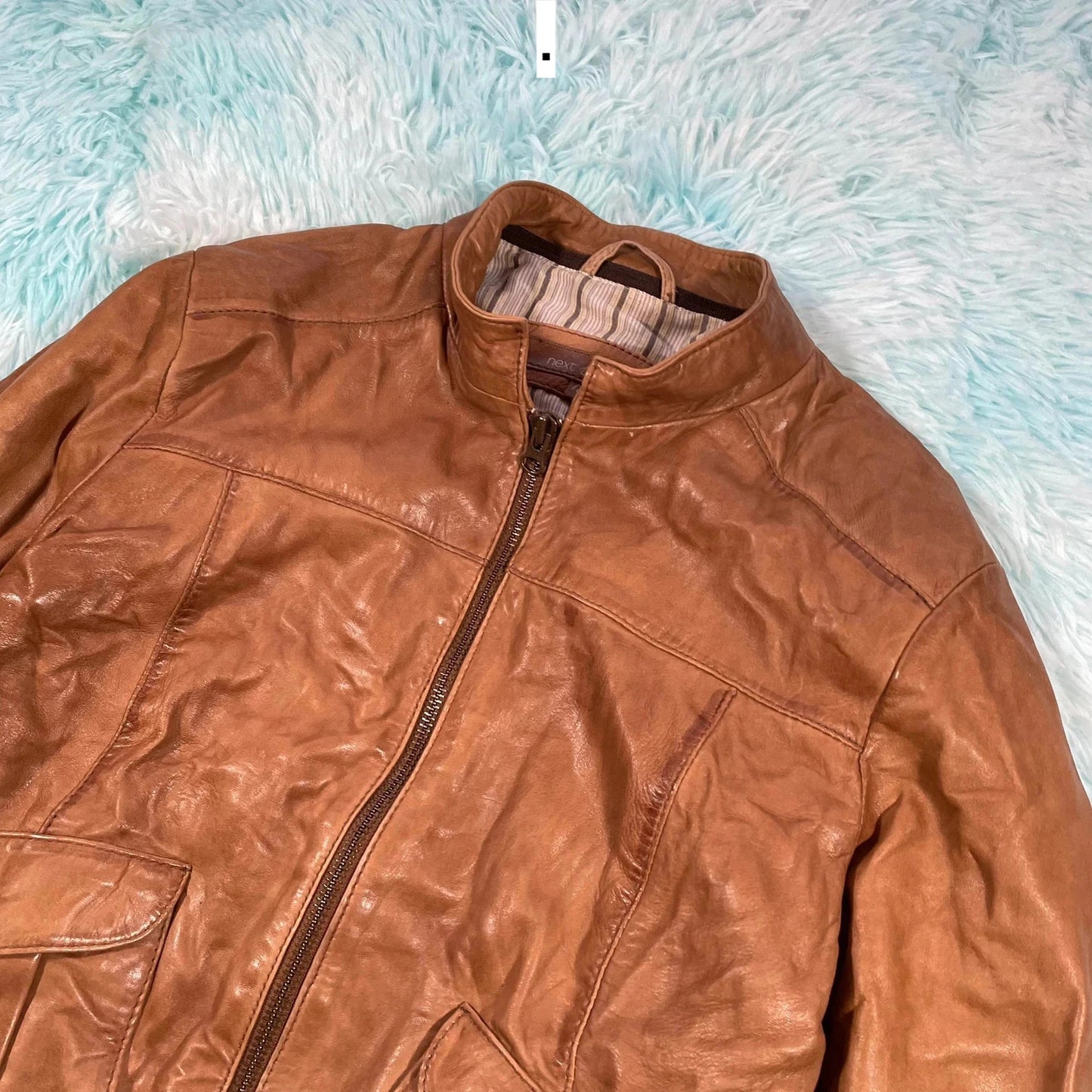 Vintage Y2K Brown Next Leather Jacket - UK18