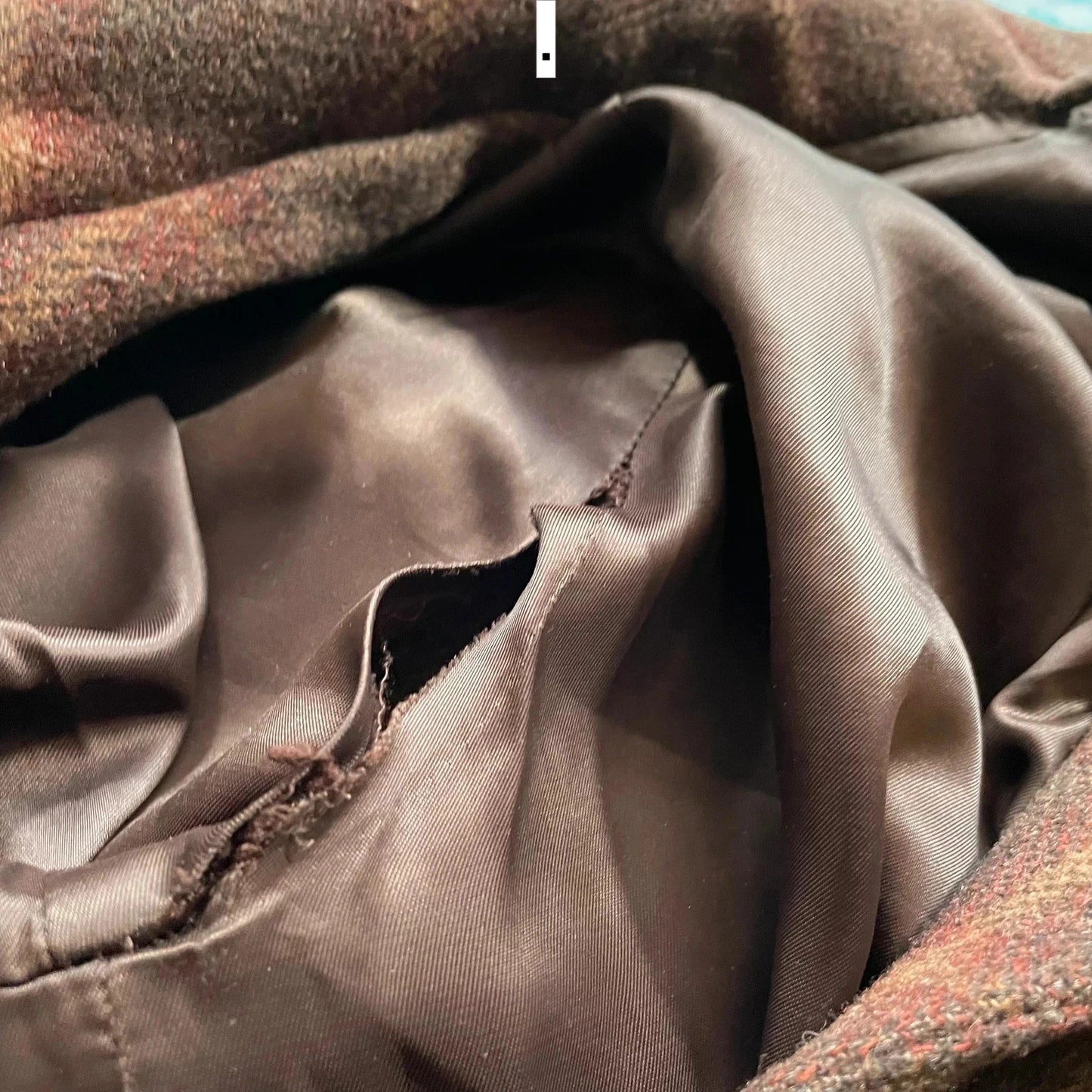 Brown Chequered Paris Atelier Wool Long Coat - Size 6