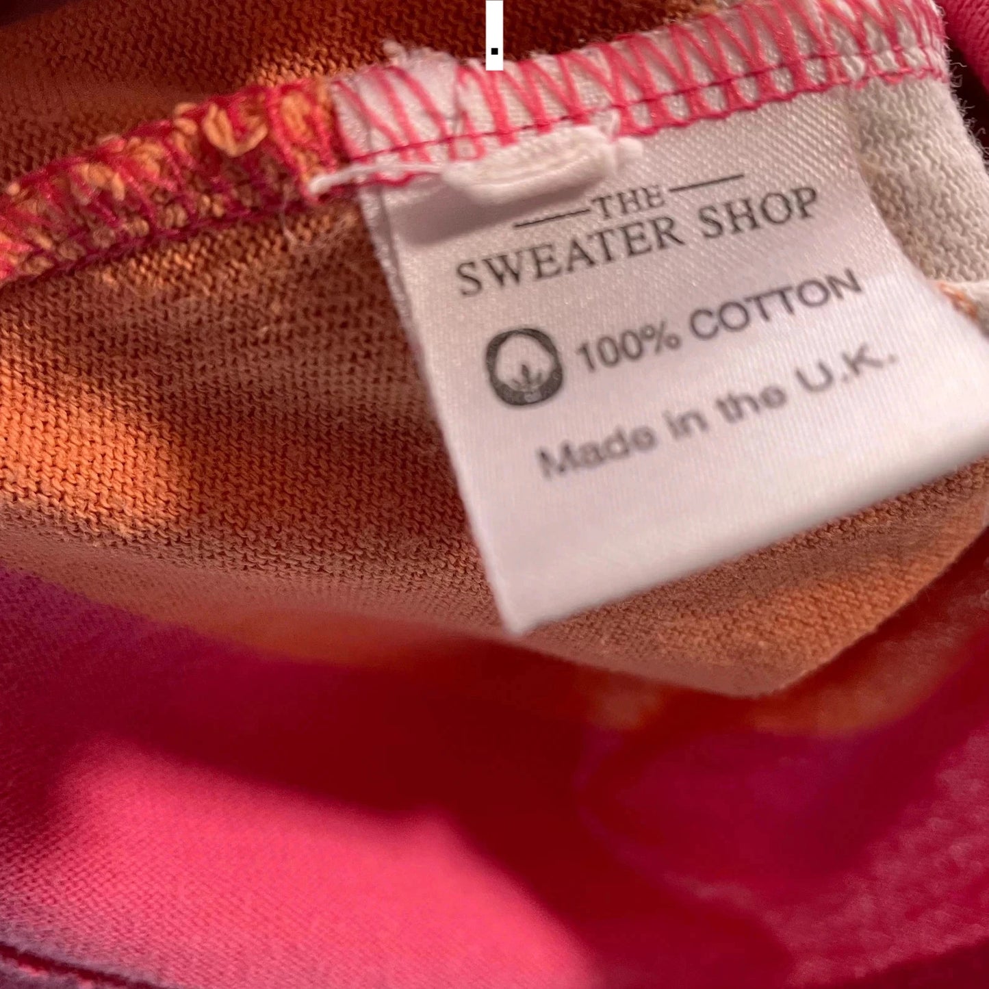 Vintage Peach & Pink Striped Sweater Shop T Shirt - XXL