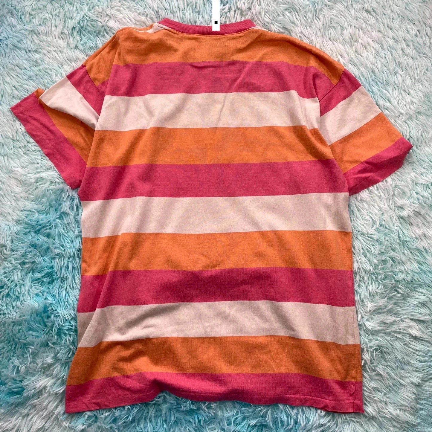 Vintage Peach & Pink Striped Sweater Shop T Shirt - XXL