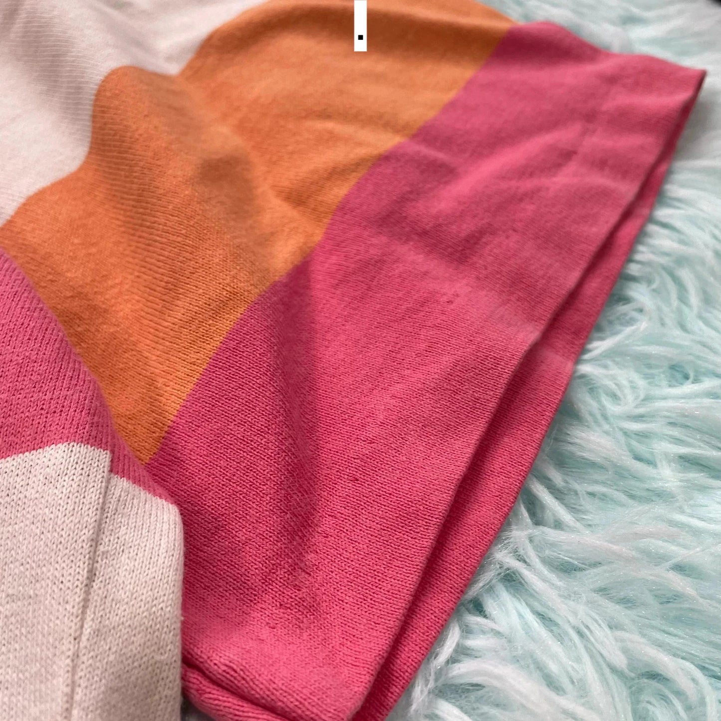 Vintage Peach & Pink Striped Sweater Shop T Shirt - XXL
