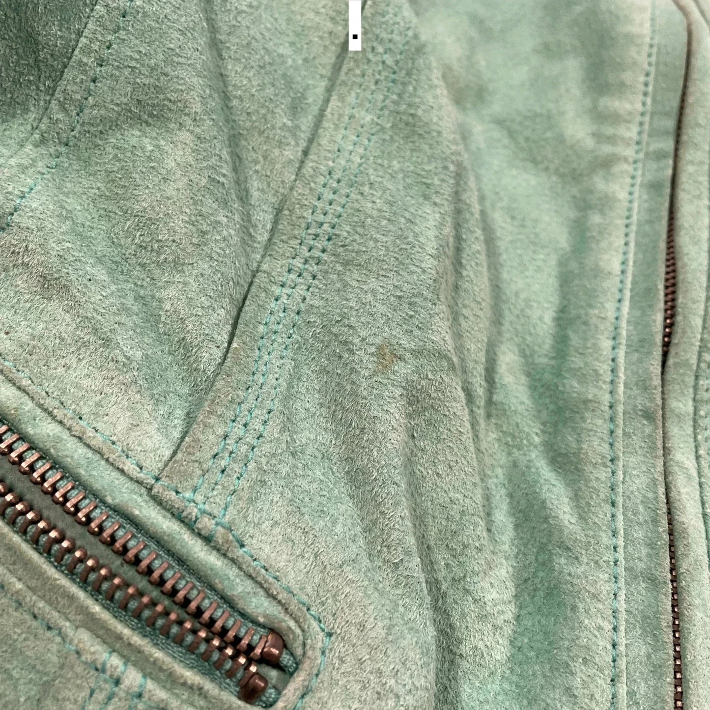 Vintage Y2K Mint Green Suede Leather Jacket - Womens Small
