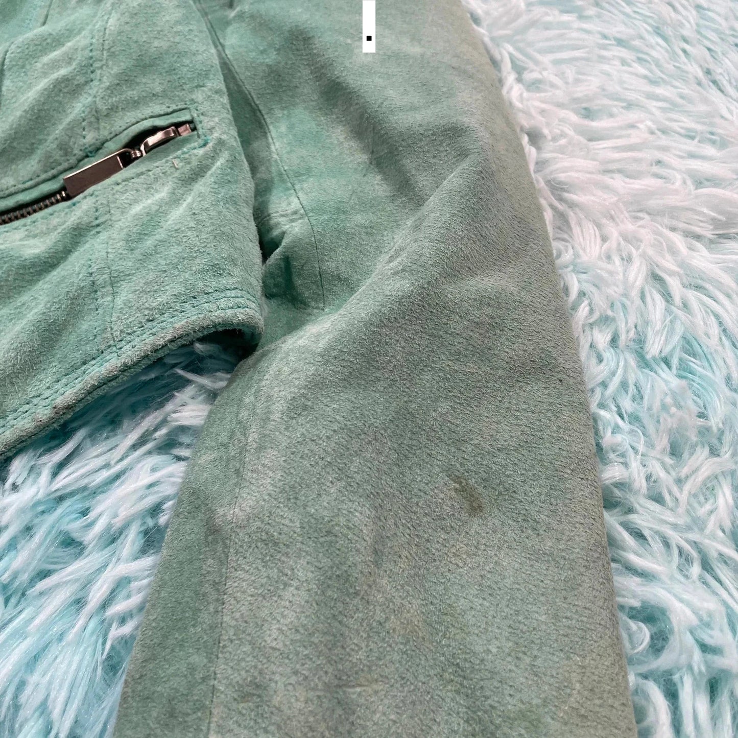 Vintage Y2K Mint Green Suede Leather Jacket - Womens Small