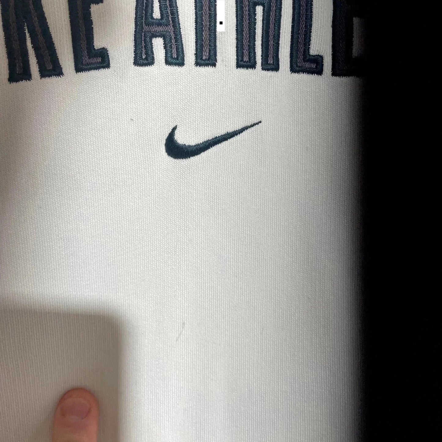 Vintage 00s Nike Hoodie White Logo Spellout - Medium