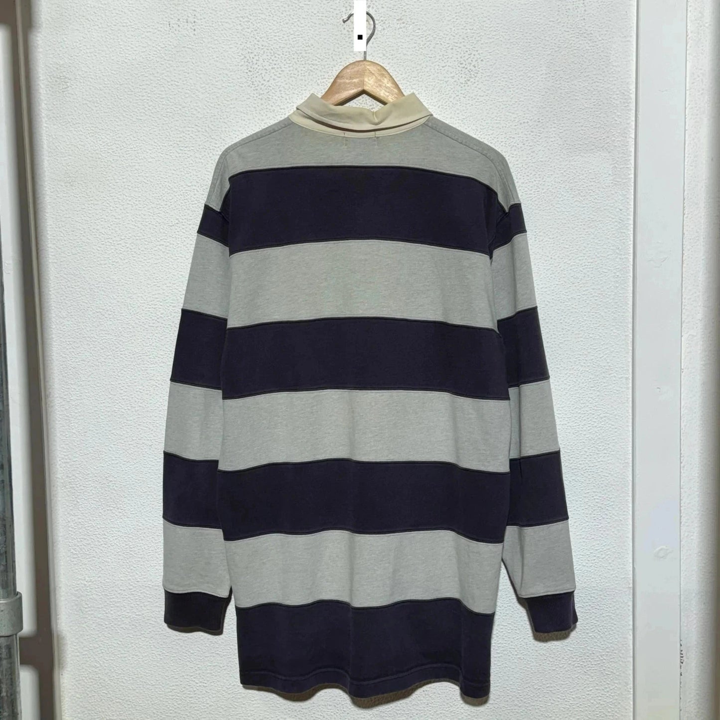 Vintage 00s Grey & Navy Ralph Lauren Rugby Shirt - Large