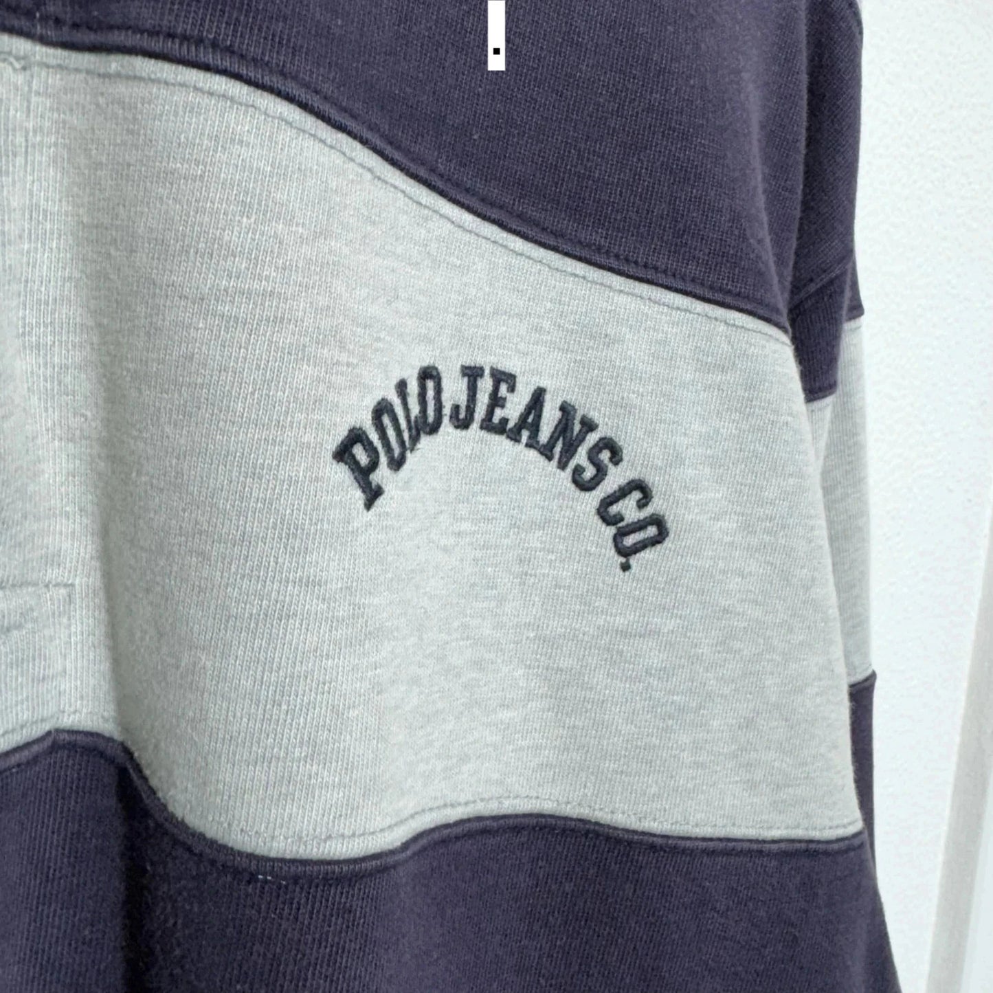 Vintage 00s Grey & Navy Ralph Lauren Rugby Shirt - Large