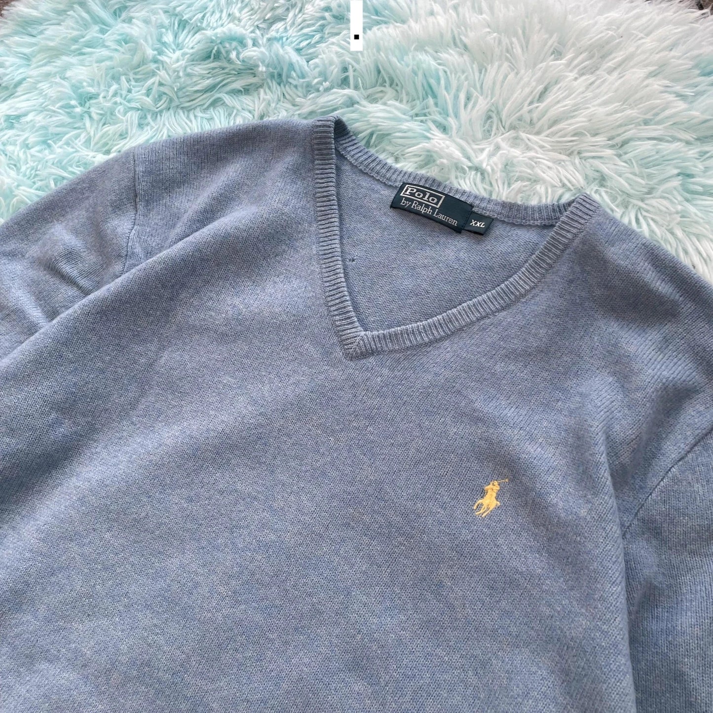 Light Blue Polo Ralph Lauren V Neck Jumper - XXL