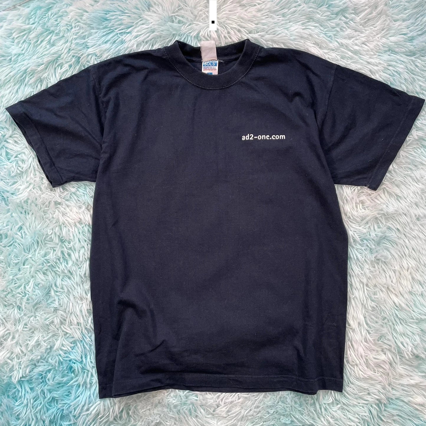 Vintage 00s Navy Graphic Print T Shirt - Large