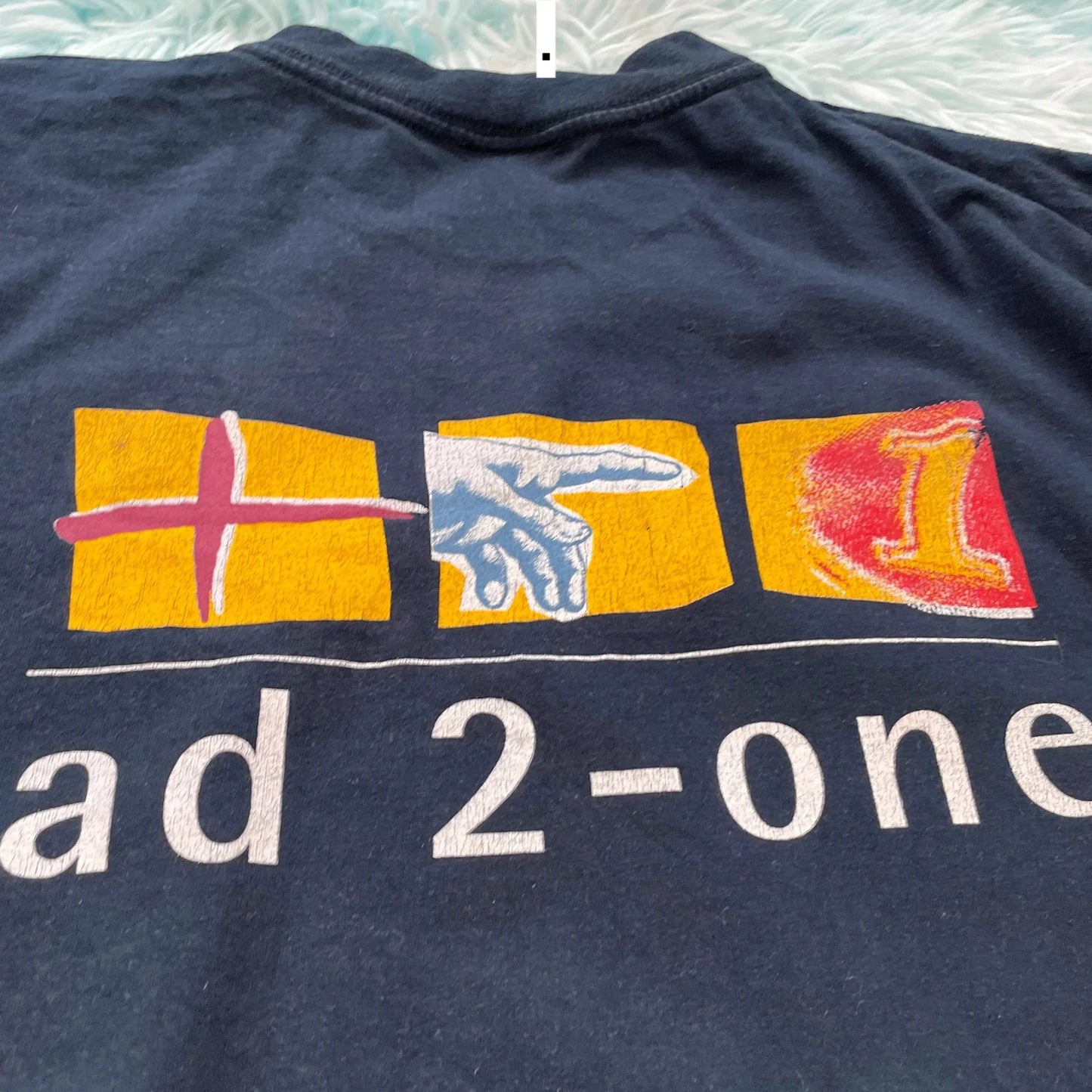Vintage 00s Navy Graphic Print T Shirt - Large