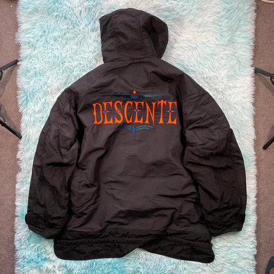 Vintage 90s Black Descente Fleeced Jacket - XL