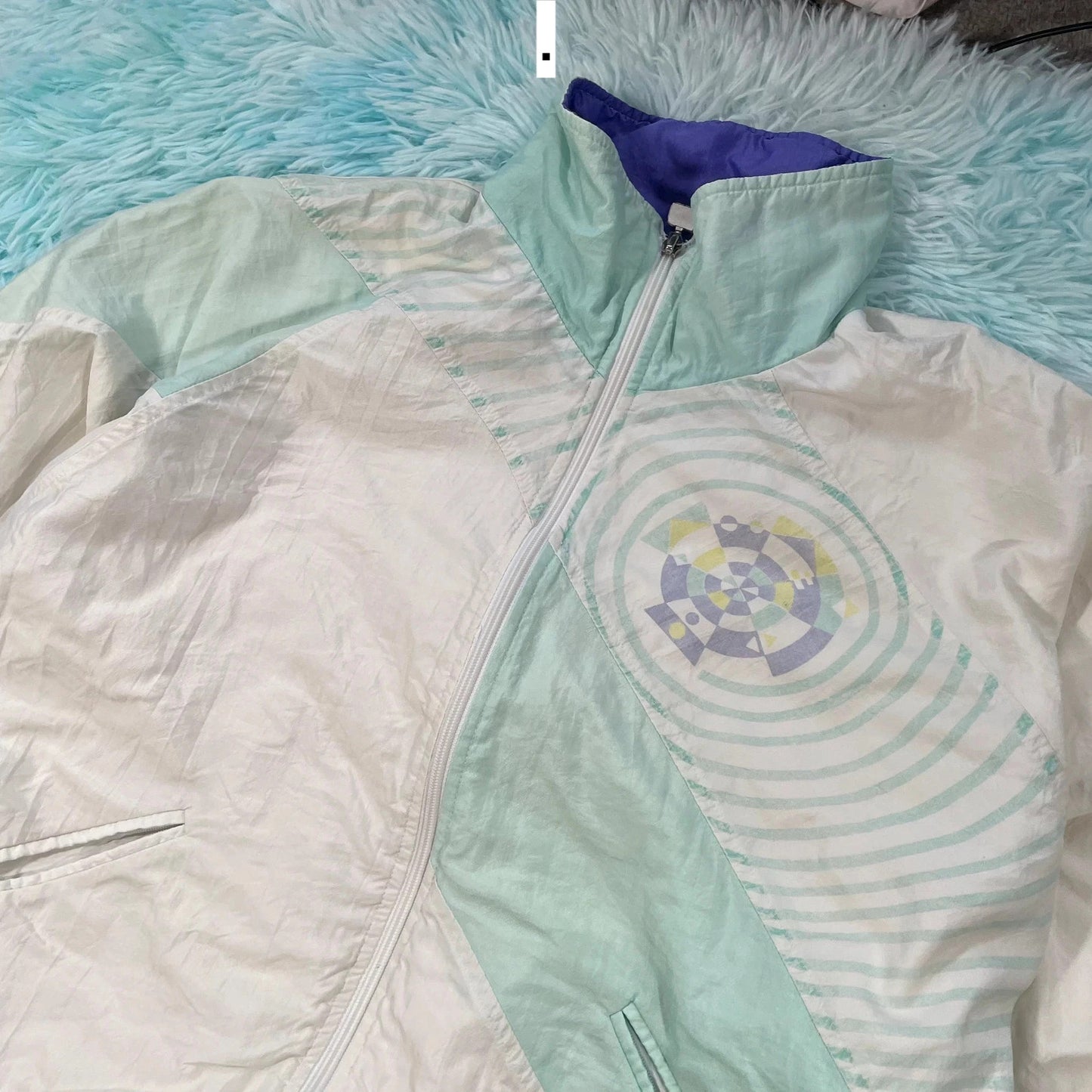 Vintage 80s Retro Funky Track Shell Suit Jacket - Small