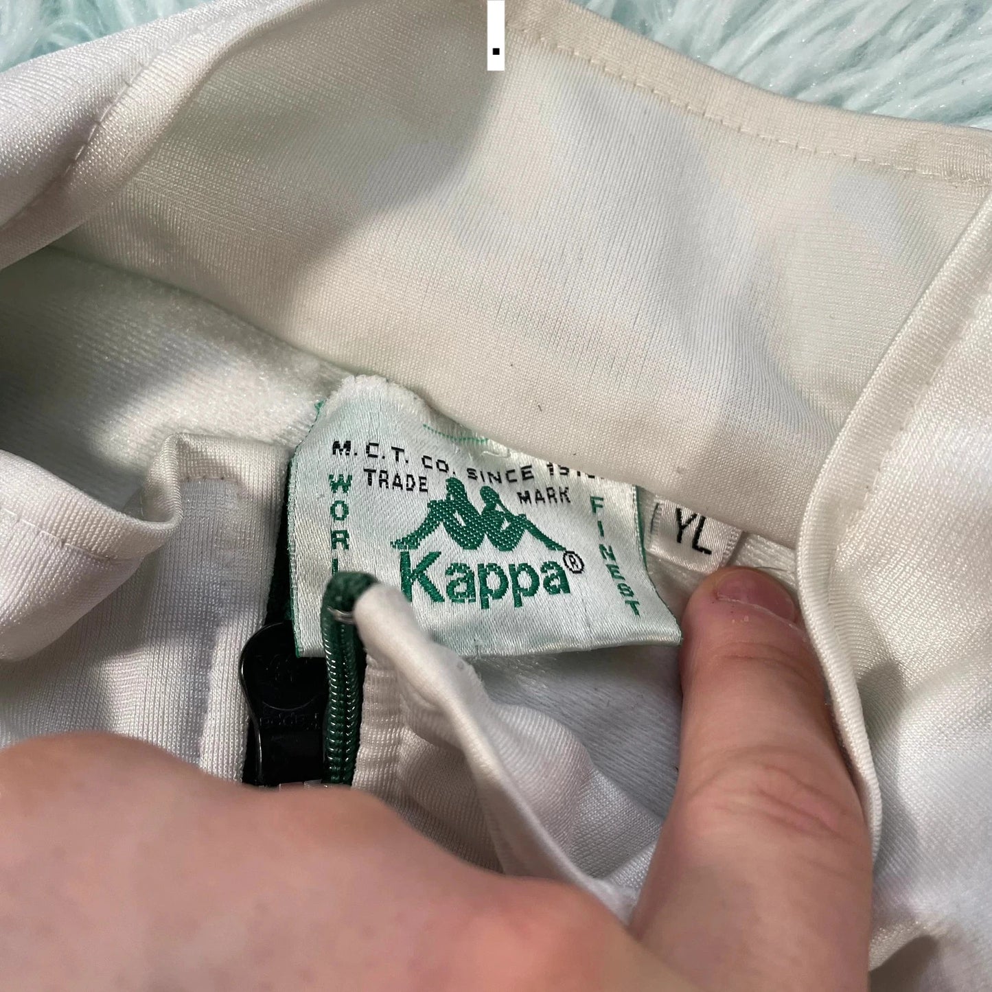 Vintage 90s Green & White Kappa Track Jacket - Small
