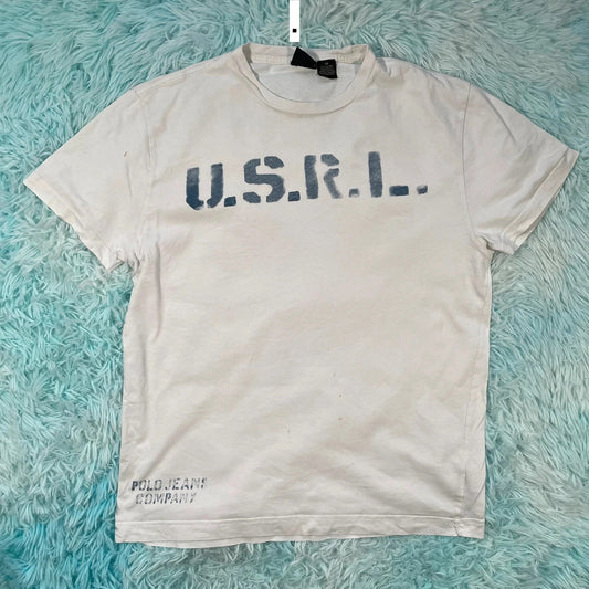 Vintage 00s White Polo Jeans Ralph Lauren T Shirt - Medium